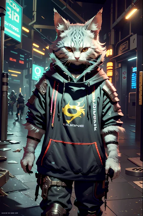 c4ttitude， stratagem， Focus on your eyes， furred， challenger， Agility， spellbinding， Cyberpunk clothing，nylon， Fast claws， arena， The digital realm， stratagem， Showdown， game scenes，Masterpiece, Best quality, Ultra-detailed,8K wallpaper,Hyper-Resolution， U...