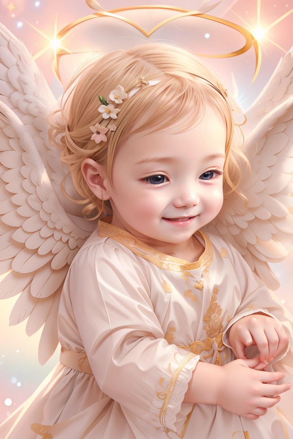 Bénédictions des anges､fond clair、marque de coeur、tendresse､un sourire、doux､Bébé ange