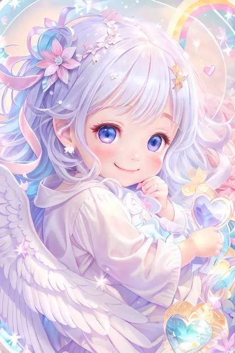 Smiling Angel、Gentle smile、Beautiful angel with transparency、heart mark、rainbows､tenderness､optic、ami、Thanks ､pastels、Fantastica...