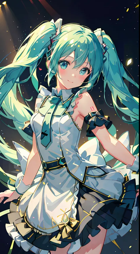masterpiece, best quality, ultra-detailed, illustration, an extremely delicate and beautiful,
1girl, solo, light smile,
Hatsune ...
