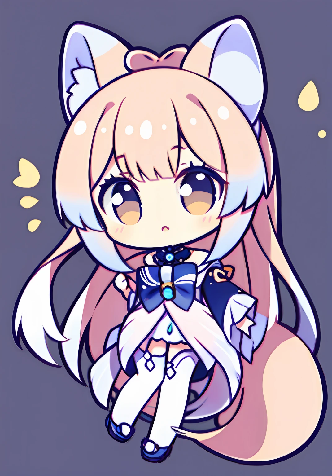 Fox girl chibi, full body, white backgrou