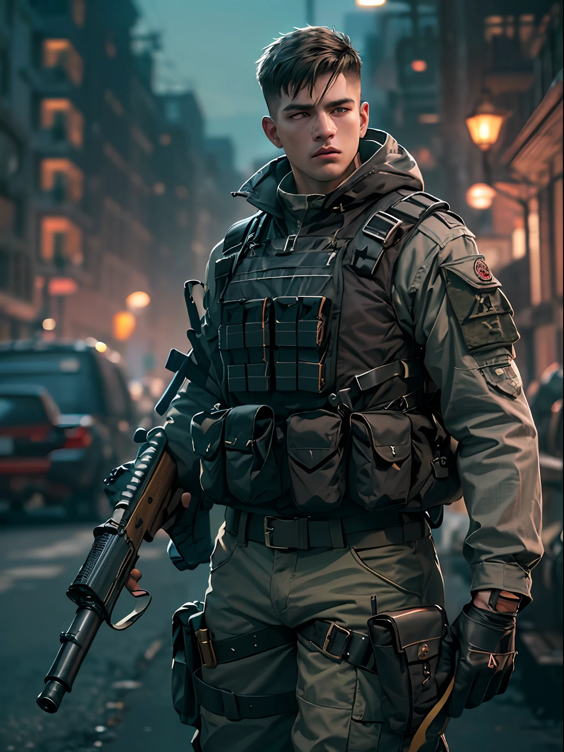 Unreal Engine 5 8k Uhd Of Young Man Military (soldier With Dark Uniform 