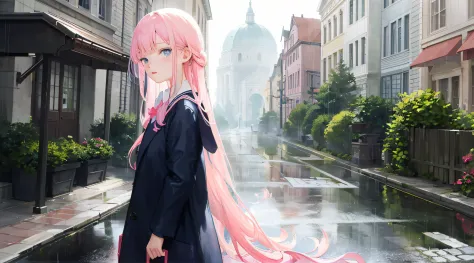((best quality)), (masterpiece:1.2),(delicate and beautiful girl), illustration,1girl,pink hair,very long hair,blue eyes,looking...
