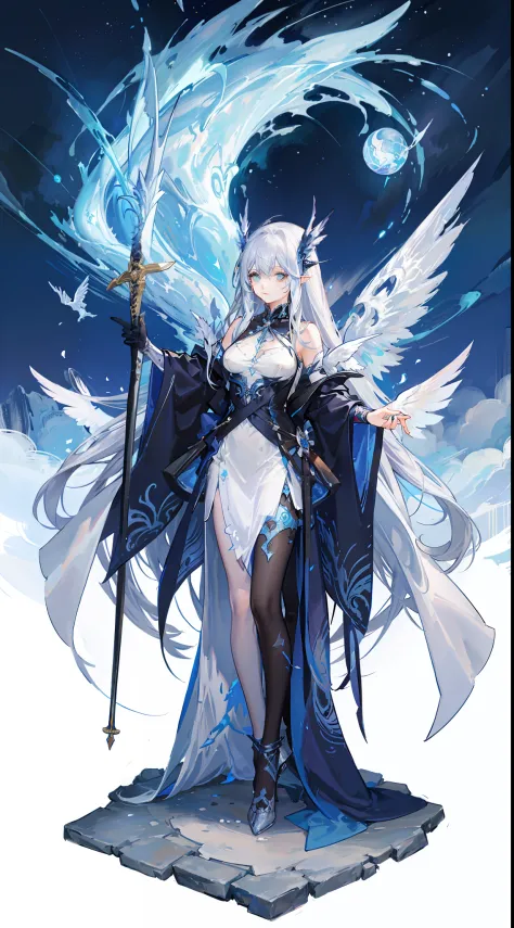 a woman with wings and a sword in her hand, female lord of change, full - body majestic angel, spirit fantasy concept art, astra...