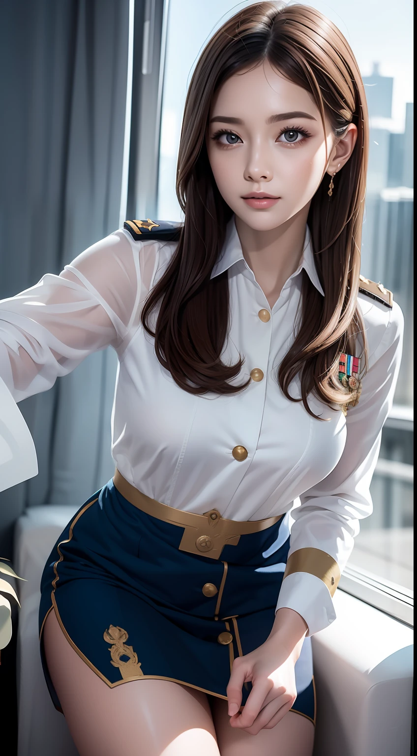 （RAW photos，HighestQuali），（dynamicposes)，Full body like，The uniform of a flight attendant，（realisticlying，realisticlying：1.3），HighestQuali，tmasterpiece，Very fine and beautiful，highly  detailed，CG，unified，2k wallpaper，Wonderful，beautifuldetails，tmasterpiece，HighestQuali，Extremely detailed Cg Unity 8K wallpaper，，