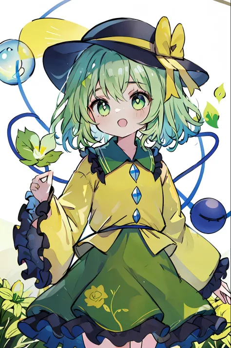 masterpiece, top quality, best quality, official art, beautiful and aesthetic,
1girl, solo, komeiji koishi, hat, skirt, third ey...