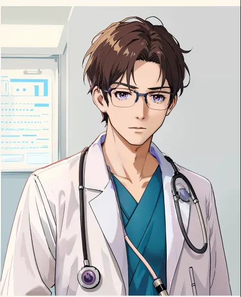 Anime character of a male doctor with stethoscope,