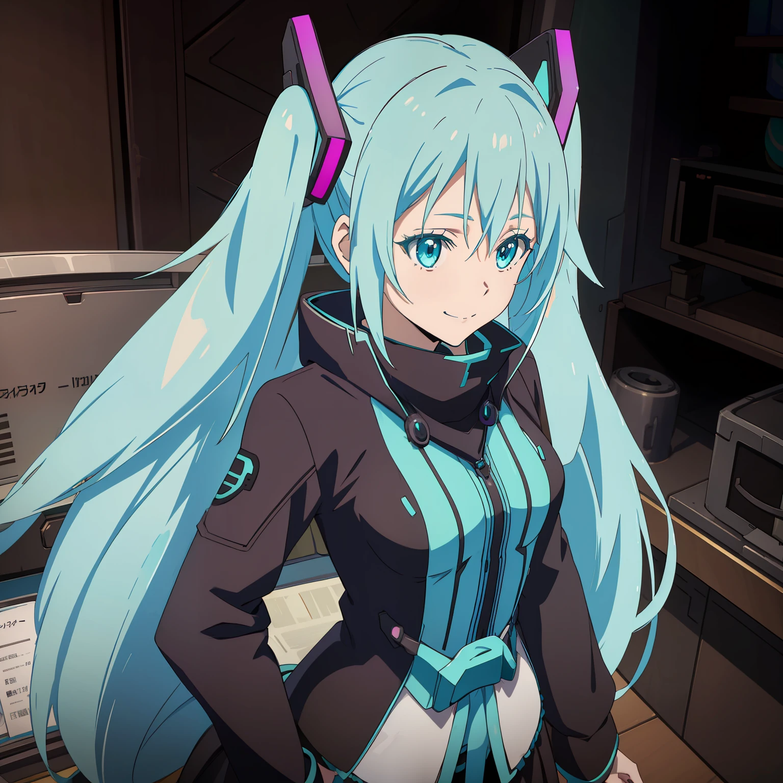 Hatsune Miku, pechos grandes y llenos、una leve sonrisa、owtech, de primera calidad,