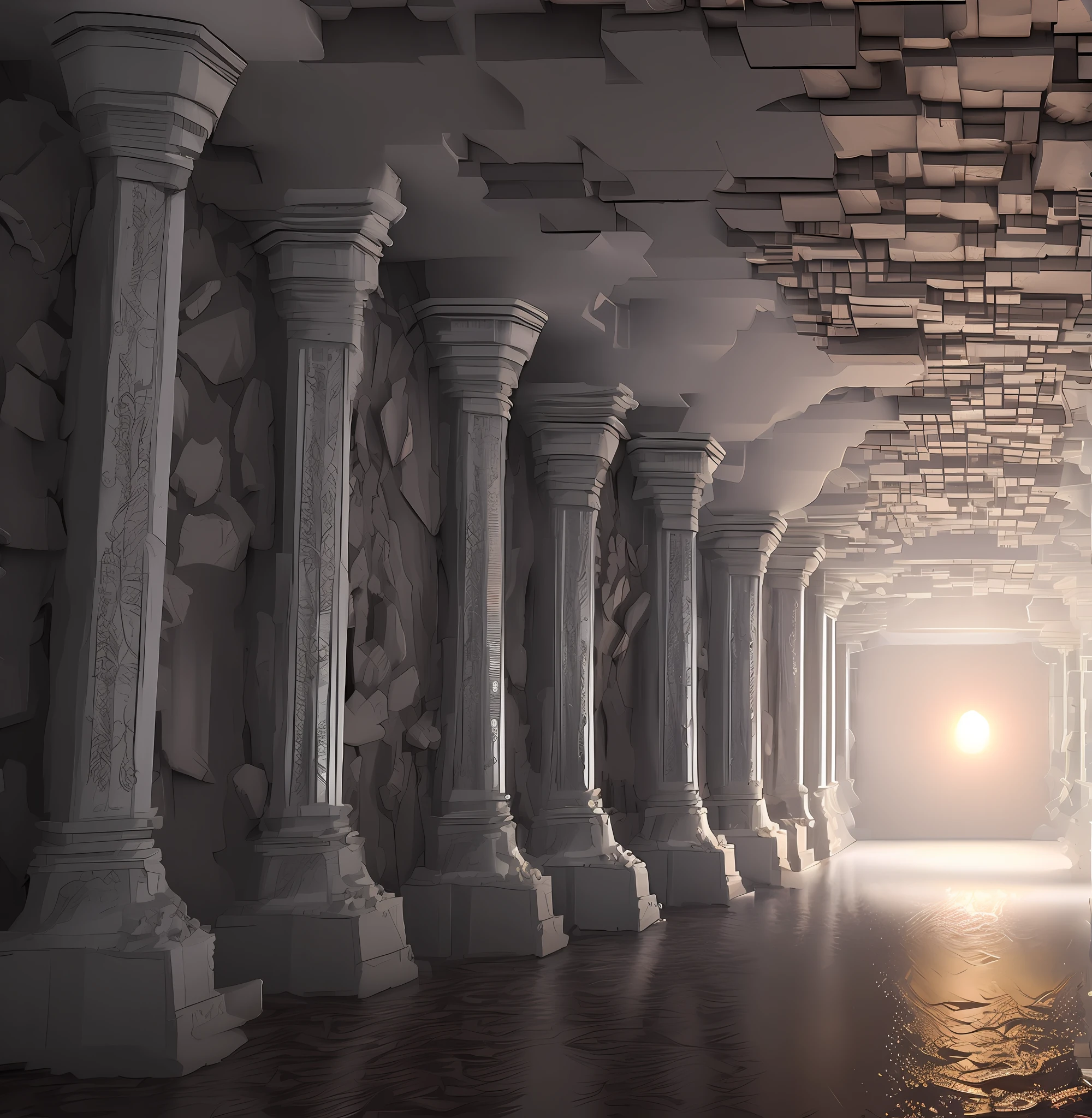 Um palacio dentro de uma caverna no subsolo, brilhante e bonito, Banners bonitos, um trono mais a frente, Palace in basement, com um trono, subsolo, Palace in basement, belo,4k,obra-prima, Perfect illustration, soft-lighting, papel de parede