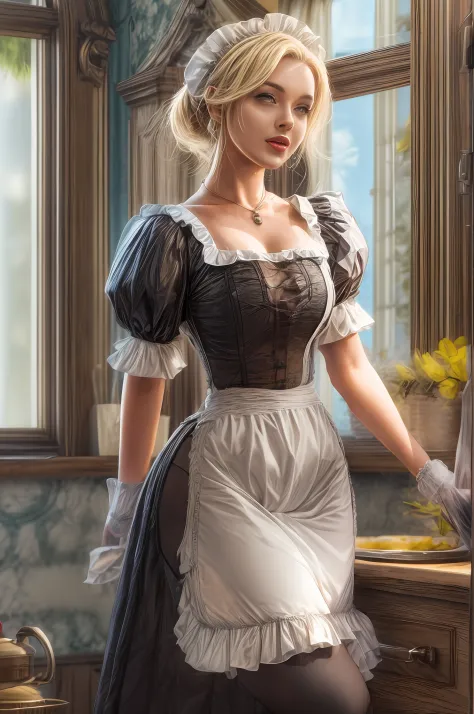 cute blond german maid full body photography,  photorealistic modern, in the style of ,  Artstation Deviant art Pinterest Cgsoci...