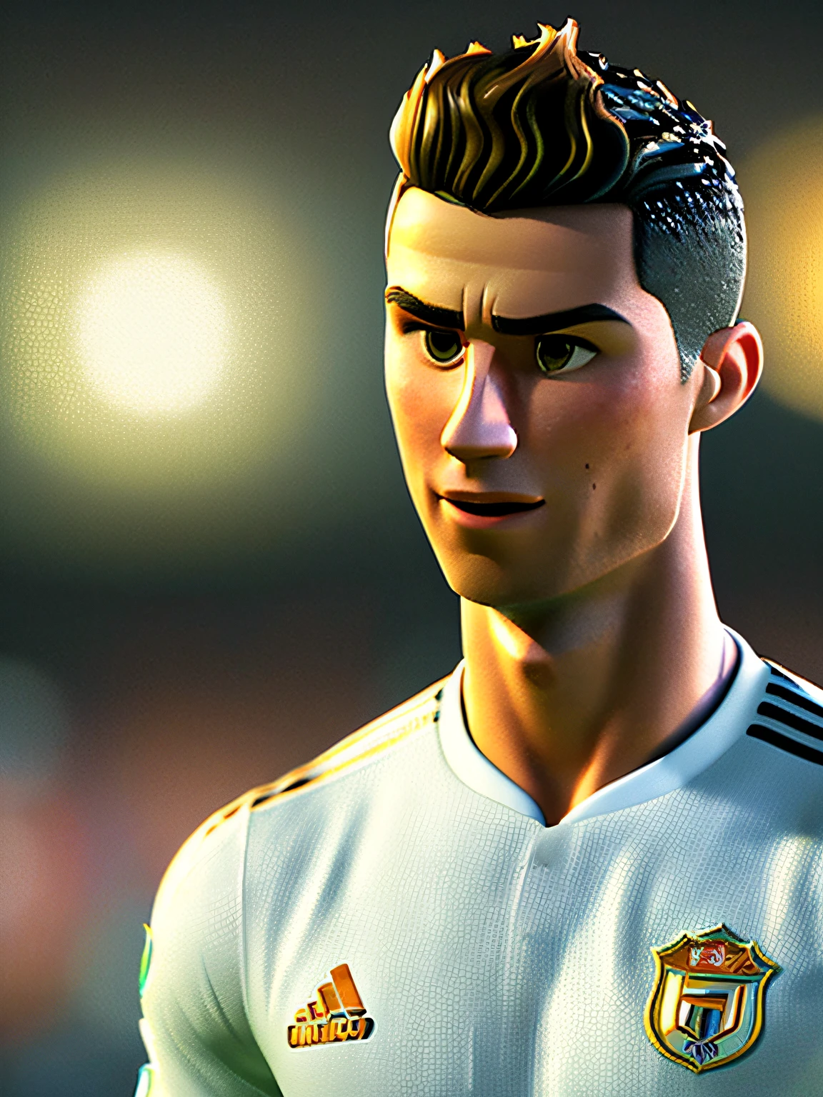 Cristiano Ronaldo, (À la manière de Pixar) (chef-d&#39;œuvre:1.2) (bokeh) (Meilleure qualité) (peau détaillée) (Texture détaillée) (8k) (argile) (Éclairage cinématographique) (netteté