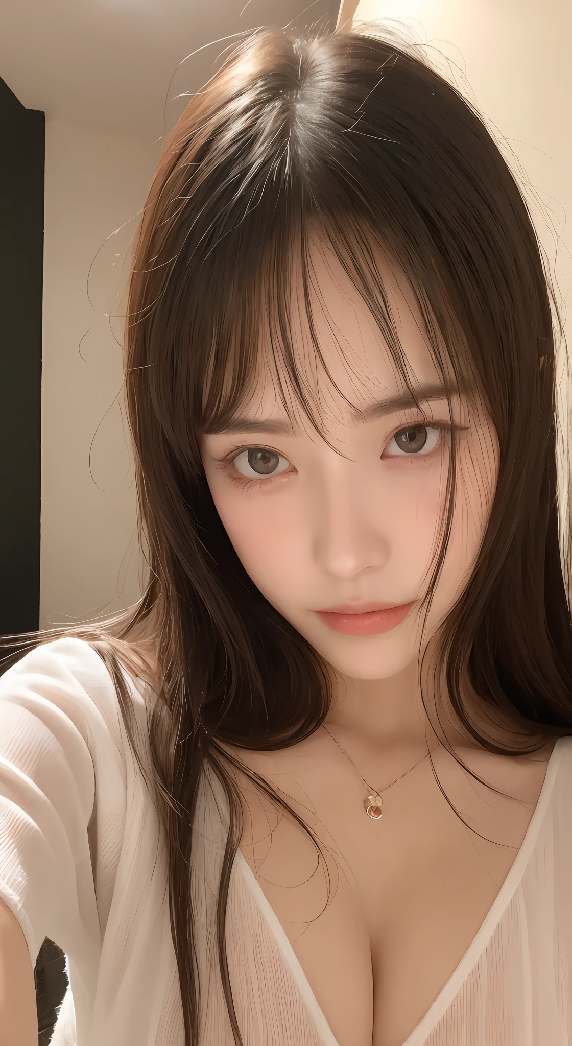 perfect figure beautiful woman：1.4，Layered Hair Style，Protruding cleavage：1.2，Two-dimensional clothing：1.5，Highly Detailed Face and Skin Textur，二重まぶた，Whiten the skin，long whitr hair