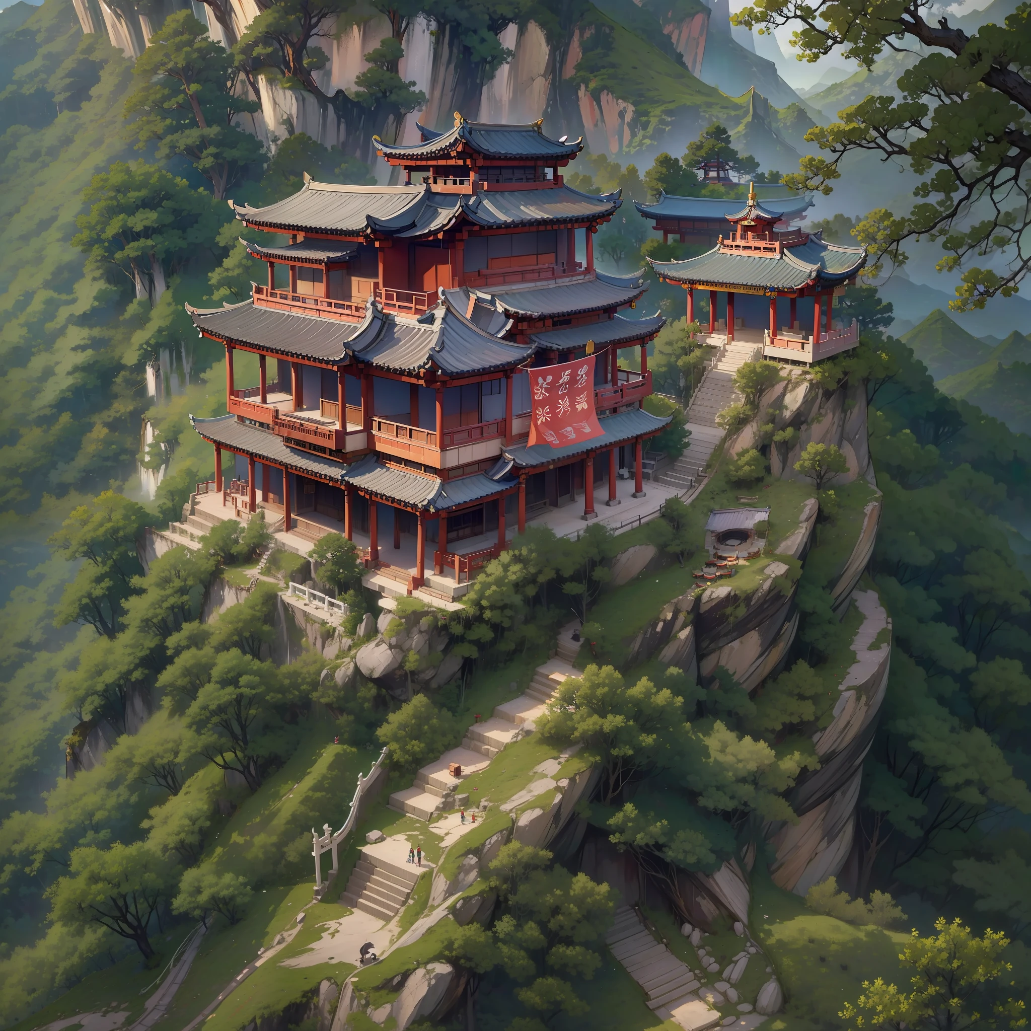 （A dilapidated Taoist temple on the top of a mountain）
（Mountains all around）
（Away from the city）