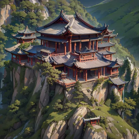 （A dilapidated Taoist temple on the top of a mountain）
（Mountains all around）
（Away from the city）
