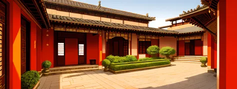 Obra-prima, melhor qualidade, alta qualidade, extremamente detalhado, a row of Chinese courtyards, ORIENTAL INDIA PALACE WITH RE...