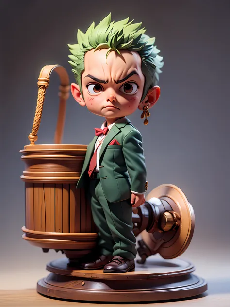 masterpiece, best quality, ultra-detailed, adult zoro, 1boy, solo, Full body, wearing suits, detailed face, day, full body, look...