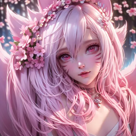 Blue eyes, White hair，Anime girl with flowers in her hair, a beautiful anime portrait, detailed portrait of an anime girl, White...
