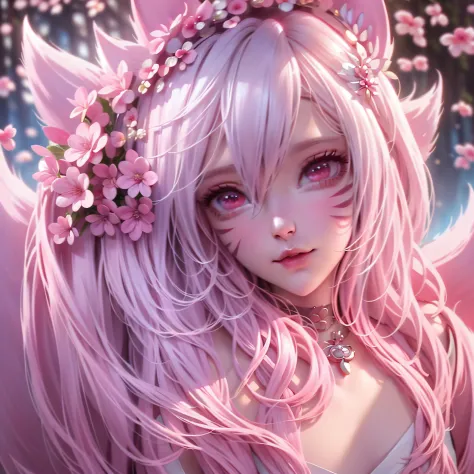 blue eyes, white hair，anime girl with flowers in her hair, a beautiful anime portrait, detailed portrait of an anime girl, white...