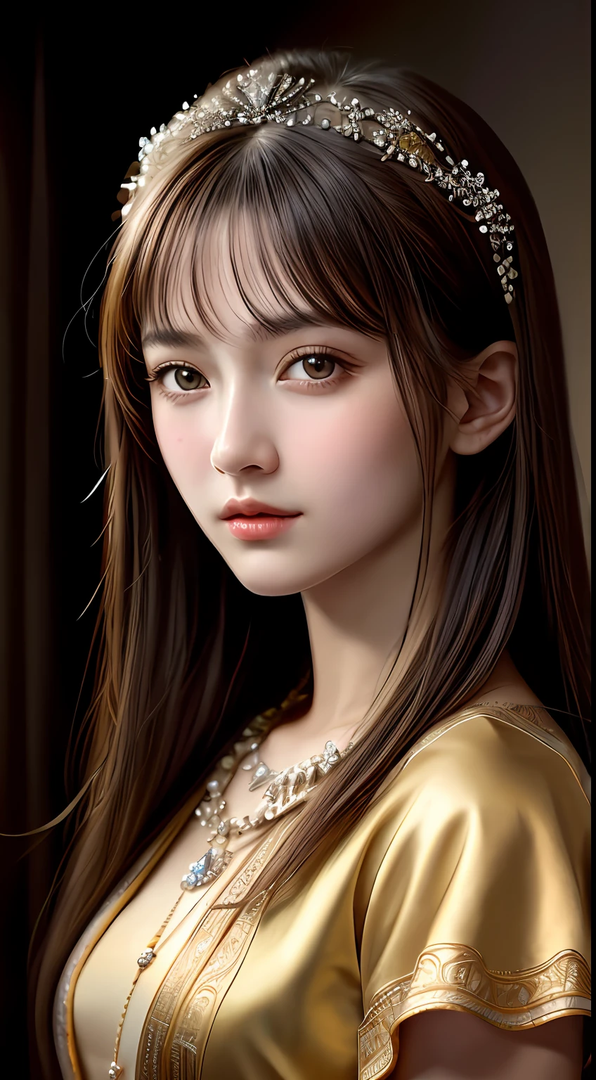 Best Quality, Masterpiece, Super High Resolution, (Realism: 1.4), Original Photo, (Real Skin Texture: 1.3), (Film Grain: 1.3), 1 Girl, Beautiful Eyes and Face Details, Masterpiece, Best Quality, Close-up, Upper Body, The zodiac art style