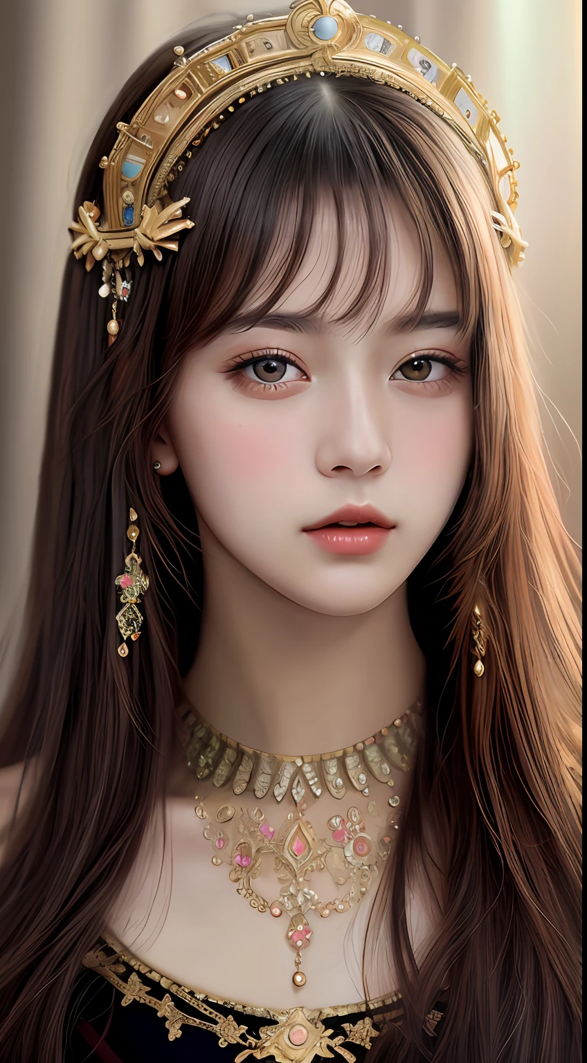 Best Quality, Masterpiece, Super High Resolution, (Realism: 1.4), Original Photo, (Real Skin Texture: 1.3), (Film Grain: 1.3), 1 Girl, Beautiful Eyes and Face Details, Masterpiece, Best Quality, Close-up, Upper Body, The zodiac art style