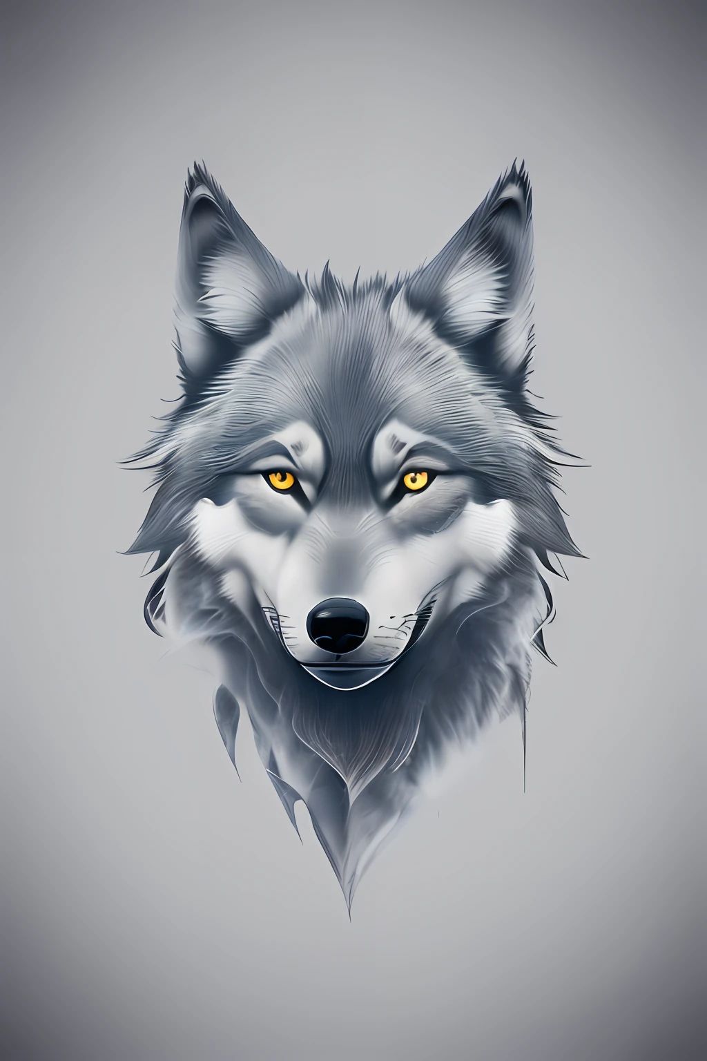 创意标志设计, 狼标志, 狼线艺术标志, 色彩设计, 极简而纯粹 — Wolf