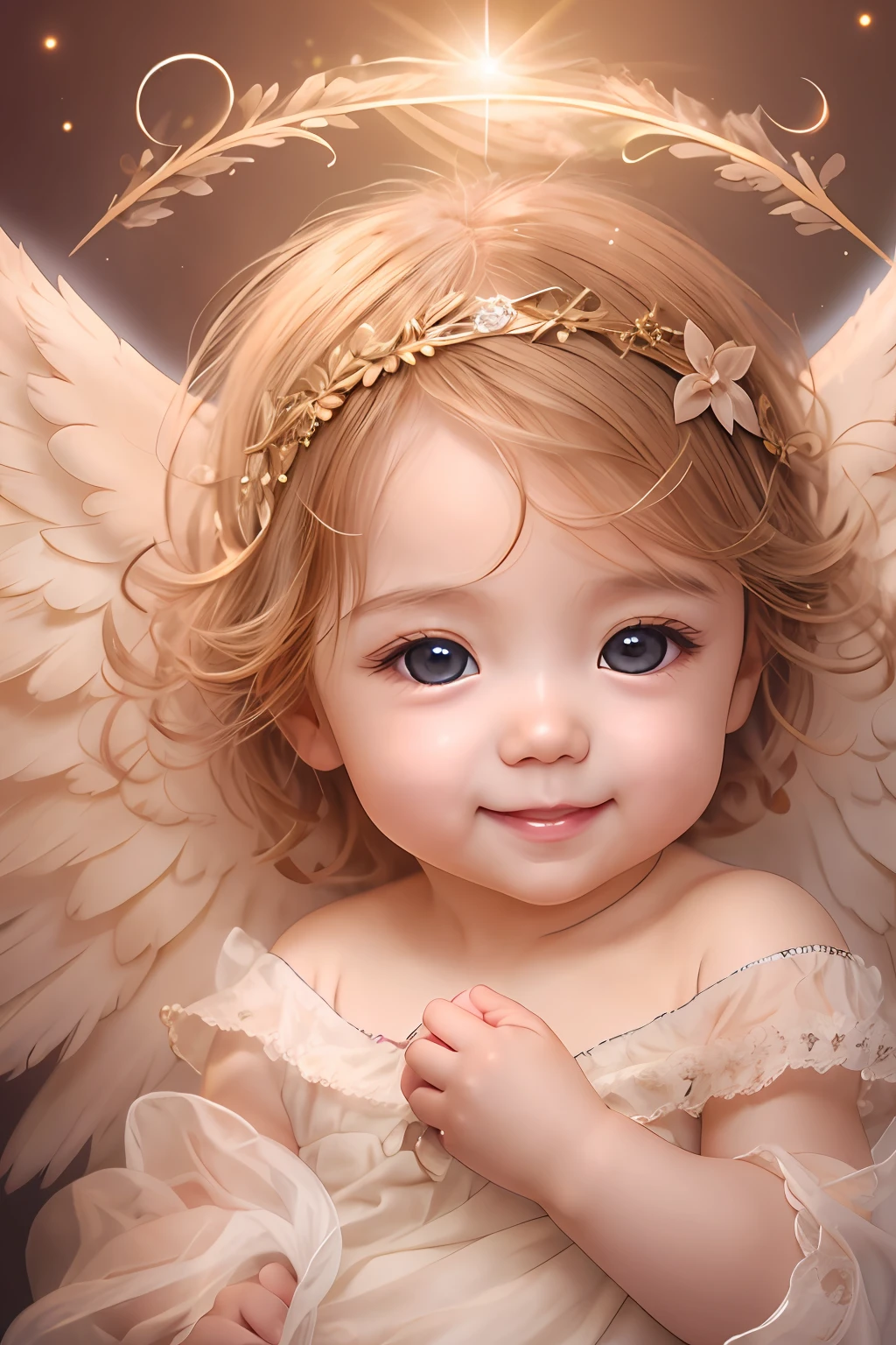 Bénédictions des anges､fond clair、marque de coeur、tendresse､un sourire、doux､Bébé ange