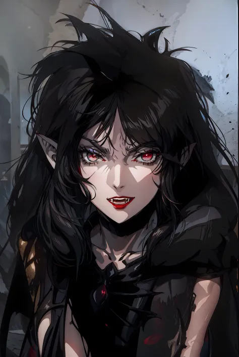 Girl,orelhas pontudas, olhos vermelhos,vestido uma armadura, vampira,4k