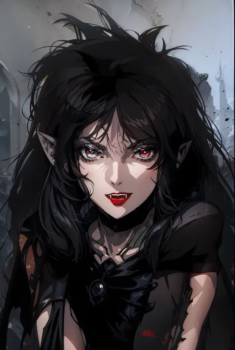Girl,orelhas pontudas, olhos vermelhos,vestido uma armadura, vampira,4k