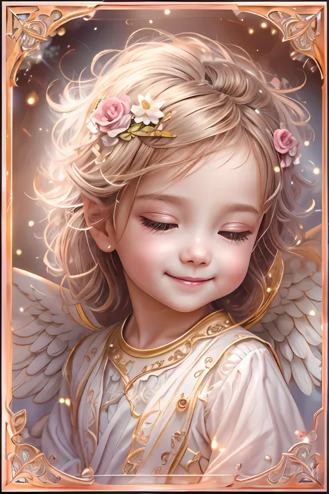 Blessings of Angels､Bright background、heart mark、tenderness､A smile、Gentle､Baby Angel､turned around