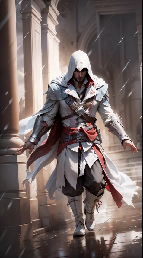 Ezio Auditore Assassins Creed White Assassin Robe Hidden Blades