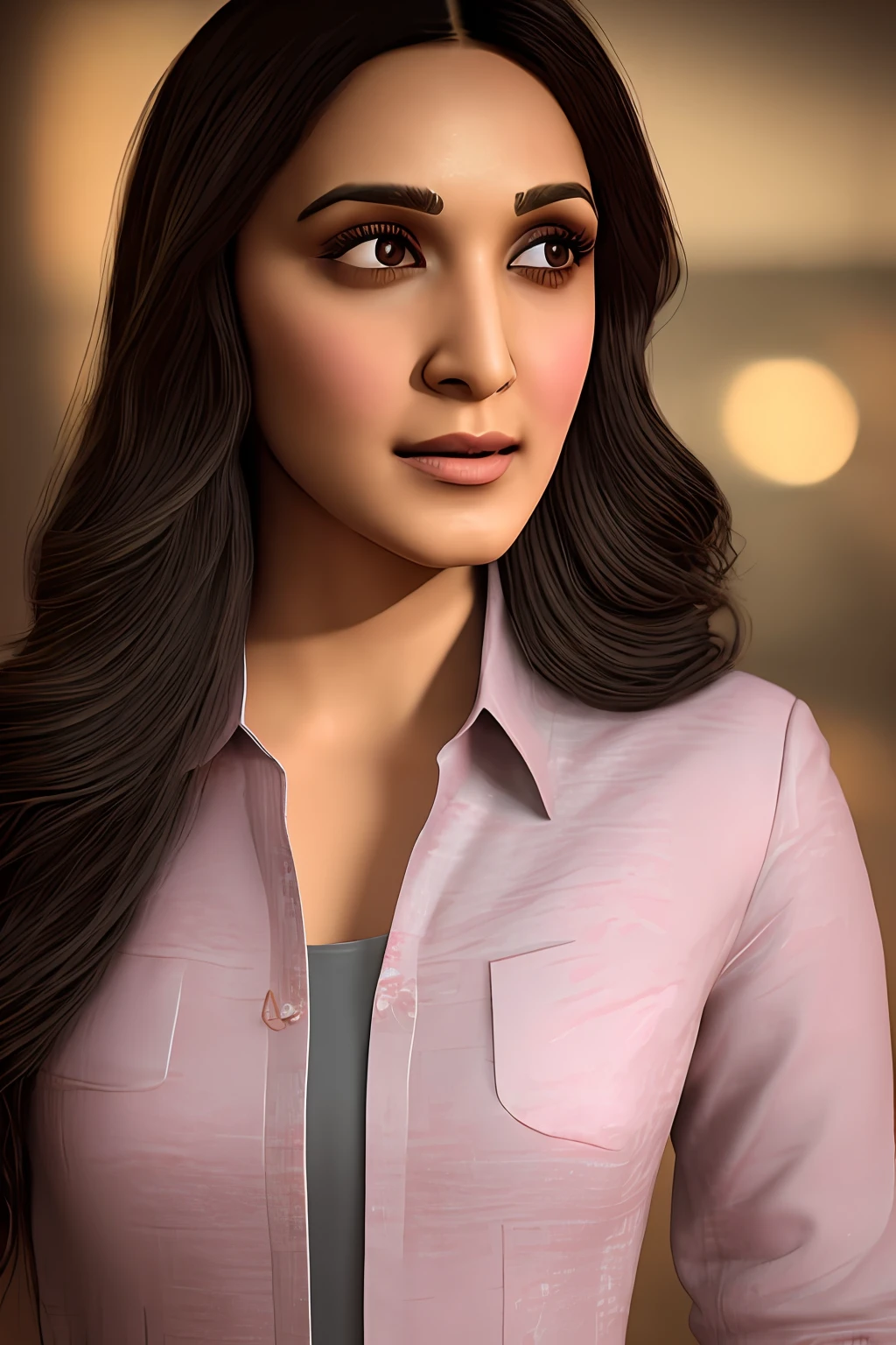 a women kiara wearing a tie, cupcake in her hands, school, indoors, (soothing tones:1.25), (hdr:1.25), (artstation:1.2), dramatic, (intricate details:1.14), (hyperrealistic 3d render:1.16), (filmic:0.55), (rutkowski:1.1), (faded:1.3)