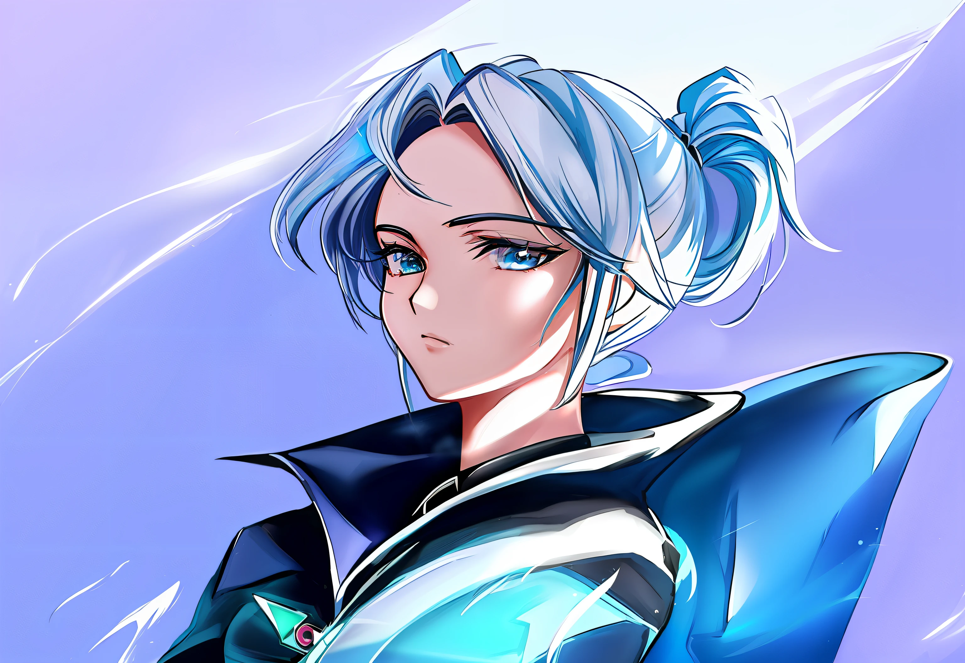 Garota anime com cabelos brancos e olhos azuis segurando um controle Nintendo Wii, portrait knights of zodiac girl, feito com anime painter studio, portrait of a female anime hero, personagem estilo anime, Eco de Overwatch, arte anime de alta qualidade, haruno sakura, cel - estilo de arte sombreado, Aqua, Konosuba, Ashe, arte limpa, estilo de arte de anime