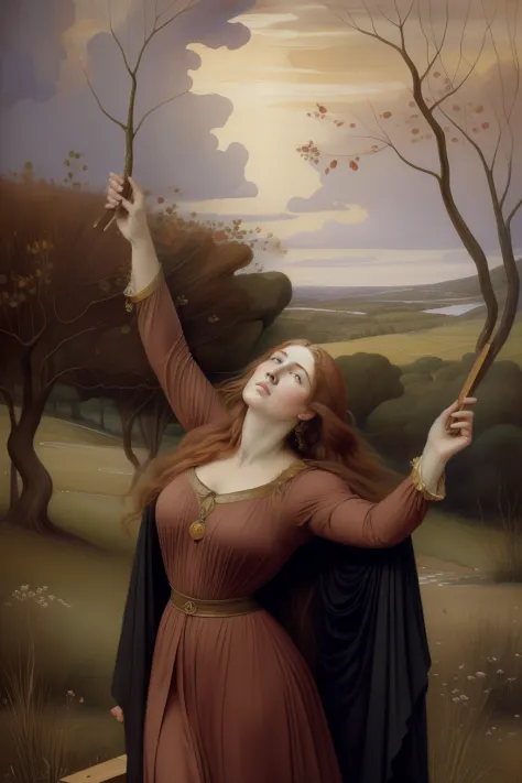 cabelos pretos. (((Pre-Raphaelite painting))) mulher selvagem, esconde no mato, sabugueiro, Shy, envergonhado, corar, tapa  rosto, celtic, druidic, druidismo
