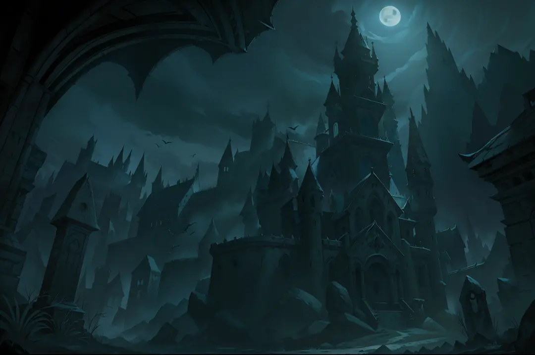 "A hauntingly atmospheric depiction of a dark and mysterious castle, evoking the presence of Count Dracula himself."