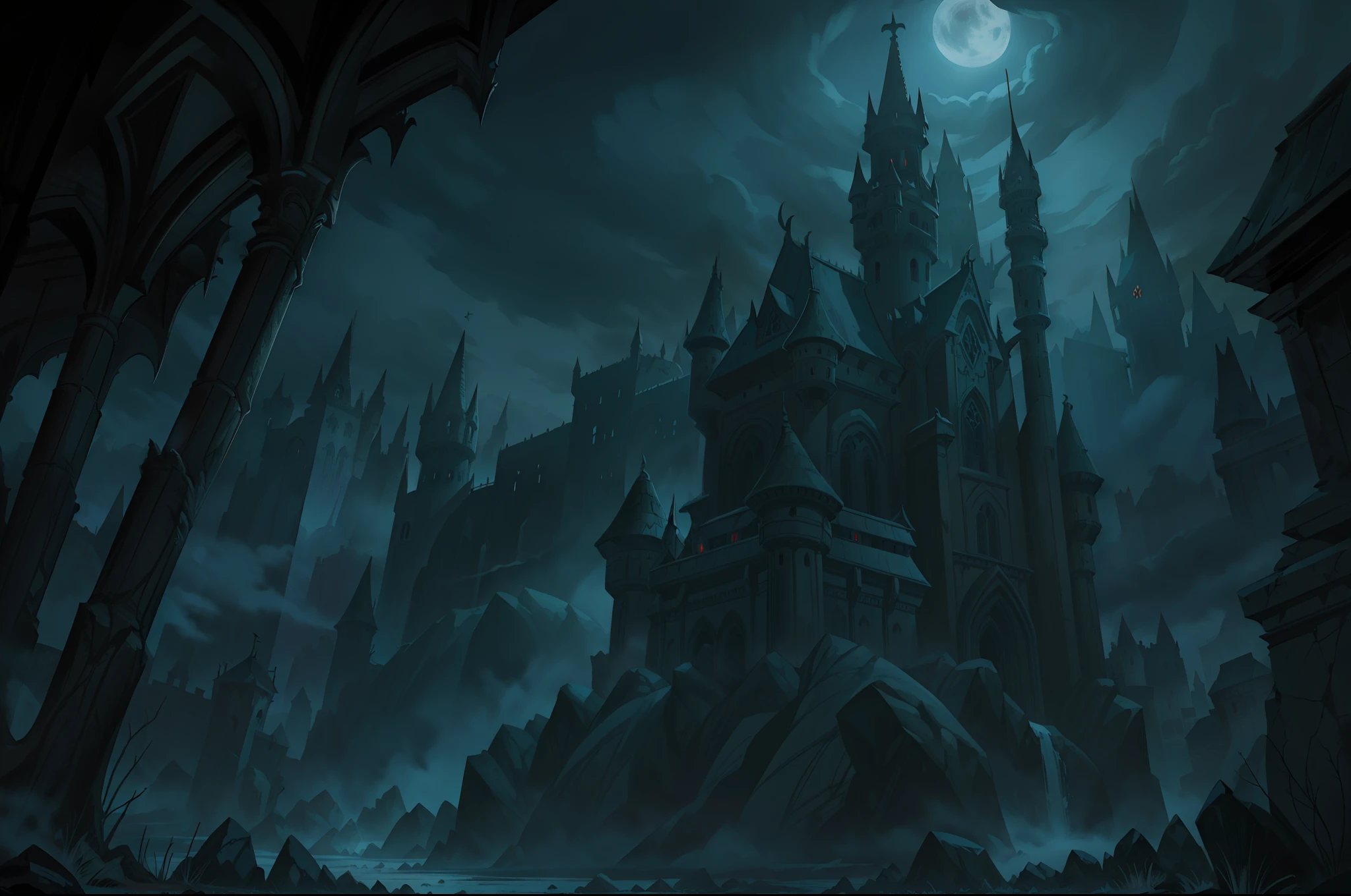 "A hauntingly atmospheric depiction of a dark and mysterious castle, evoking the presence of Count Dracula himself."