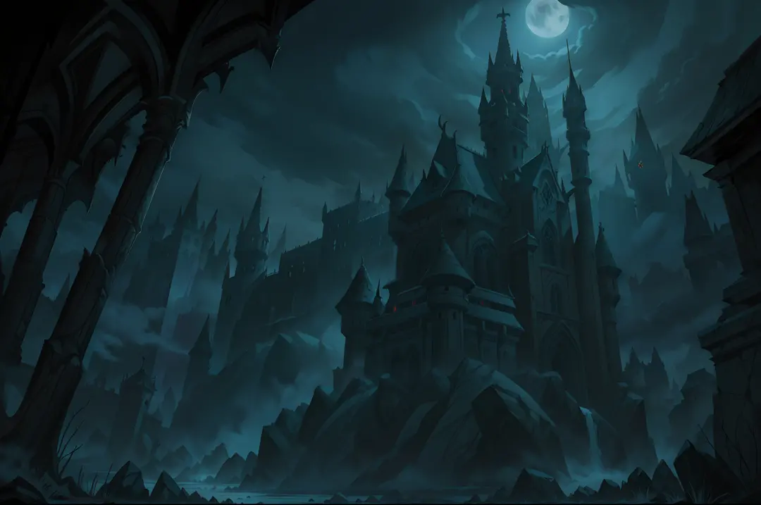 "a hauntingly atmospheric depiction of a dark and mysterious castle, evoking the presence of count dracula himself."