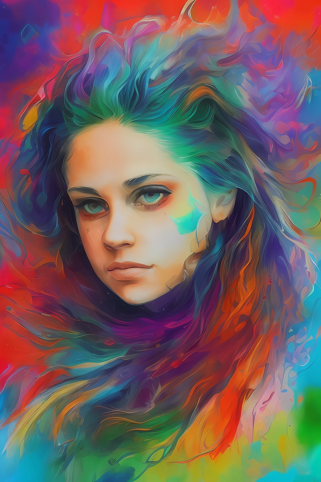 Colorful beautiful girl: a giru 8-years old, messy hair, oil painting, nice perfect face with soft skinice perfect face, blue yellow colors, light purple and violet additions, light red additions, intricate detail, splash screen, 8k resolution, masterpiece, cute face,artstation digital painting smooth veryBlack ink flow: 8k resolution photorealistic masterpiece: intricately detailed fluid gouache painting: by Jean Baptiste Mongue: calligraphy: acrylic: watercolor art, professional photography, natural lighting, volumetric lighting maximalist photoillustration: by marton bobzert:, complex, elegant, expansive, fantastical,  wavy hair, vibrant