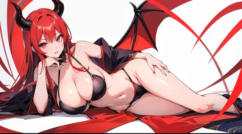 anime girl with horns and red glowing eyes, seductive look, kimono with tomoe pattern, large breasts, succubus, anime moe artstyle, white background, only character, red long hair
woman, EdobSuccubus, EdobSuccubusRed,
full body shot, lying on its side towa...