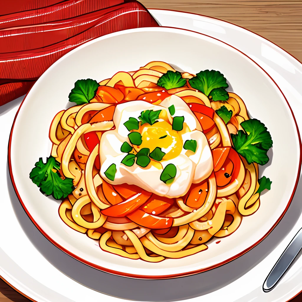 A realistic noodle dish