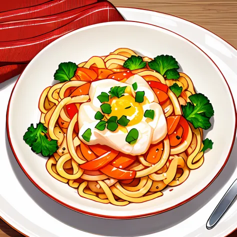 a realistic noodle dish