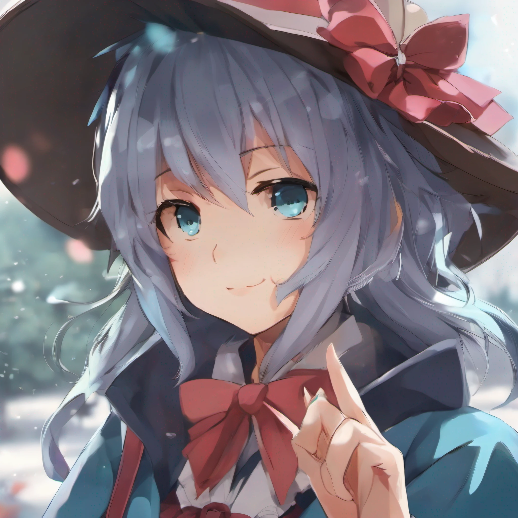 Anime girl with blue eyes and a hat on - SeaArt AI