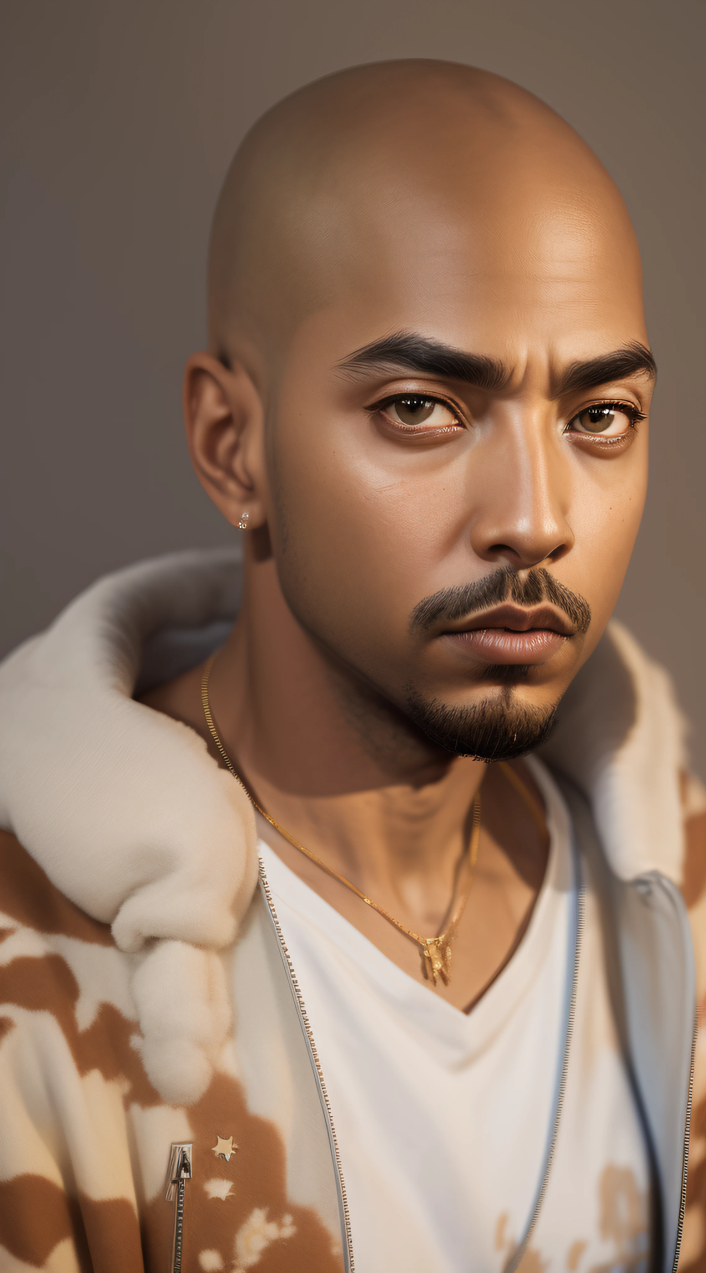 1rapper with Bald hair photo of (4nn4t4tu:0.99), a Man as a movie star, modelshoot style, (extremely detailed CG unity 8k wallpaper), photo of the most beautiful artwork in the world, professional majestic oil painting by Ed Blinkey, Atey Ghailan, Studio Ghibli, by Jeremy Mann, Greg Manchess, Antonio Moro, trending on ArtStation, trending on CGSociety, Intricate, High Detail, Sharp focus, dramatic, photorealistic painting art by midjourney and greg rutkowski, modern all-white clothing with black stripes(H R Gigger), fog, detailed and realistic image, amazing composition with vintage scenery with abstract shapes, abstract minimalist background with tentacles, melt, drip, yoshitomo nara:1.5, wes anderson:1.3, new casualism, retro, minimalism,BiopunkAI