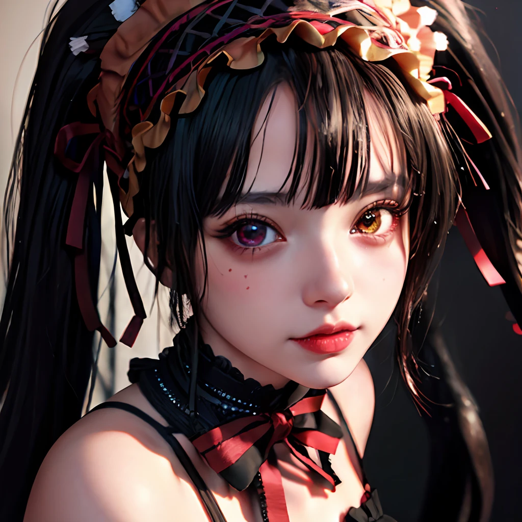 ultra realistic 8k cg, picture-perfect face, flawless, clean, masterpiece, professional artwork, 1girl, tokisaki kurumi, heterochromia,