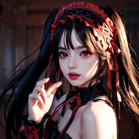 ultra realistic 8k cg, picture-perfect face, flawless, clean, masterpiece, professional artwork, 1girl, tokisaki kurumi, heteroc...