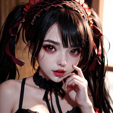 ultra realistic 8k cg, picture-perfect face, flawless, clean, masterpiece, professional artwork, 1girl, tokisaki kurumi, heteroc...