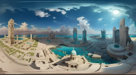 the city of Atlantis, a legendary city that is said to have sunk to the bottom of the ocean,