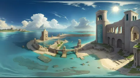 the city of atlantis, a legendary city that is said to have sunk to the bottom of the ocean,