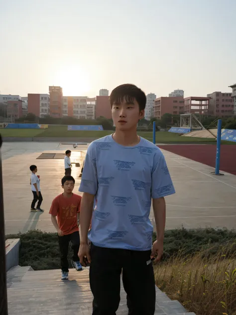 skateboard ramp for young people，lin wenjun, chen xintong, jin yiwei, chen zezhou yihao, cleaning xue and sun xiaoguang, sunset ...