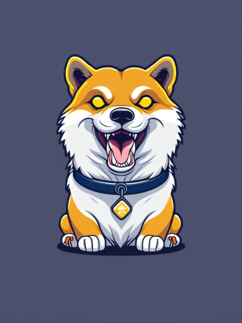 a detailed illustration japan shiba inu, magic, t-shirt design, yellow color, t-shirt design, pastel tetradic colors, 3d vector ...