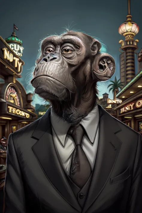 Monkey Portrait, Casino in the background